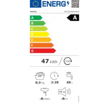 Midea MF200W80WB/W-GR Πλυντήριο Ρούχων 1400 Στροφών 8kg Midea MF200W80WB/W-GR Πλυντήριο Ρούχων 1400 Στροφών 8kg